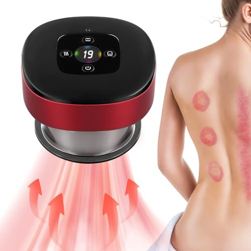 Juego de ventosas eléctrico 3 en 1, máquina masajeadora eléctrica de terapia de ventosas, 12 temperaturas ajustables, masajeador profesional de ventosas al vacío con luz roja, herramienta de raspado