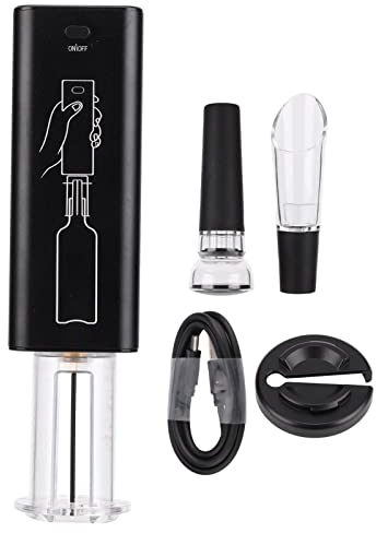 4-teiliger Elektrischer Weinflaschenöffner, Korkenzieher, Automatisch, Schwarz, Schnelles Öffnen, Kabelloser Weinöffner Für Jubiläum, DC 5 V Weinöffner-Set, Küchengeschenke, Elektrischer Weinbelüfter