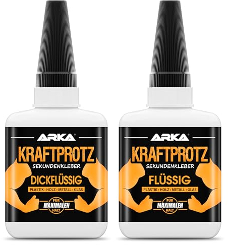 2× 50 g Sekundenkleber Set – Flüssig & Gel – KRAFTPROTZ Superkleber extra stark, wasserfest & hitzebeständig – Anti-Austrocknungs-Spitze – Für Kunststoff, Glas, Metall, Holz, Gummi, Stein & mehr