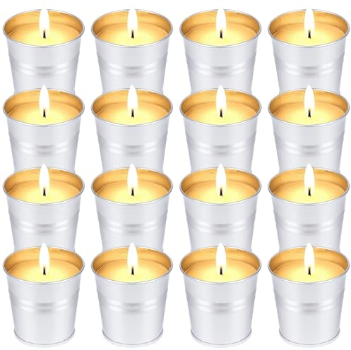 16 St Citronella Kerze Outdoor, 280 Std.Brenndauer, Draußen Citronella Duftlichter Kerzen Natürliche Sojawachs Zitronella Duft Kerze Garten Indoor Beste Geschenk für Camping Picknick Terrasse