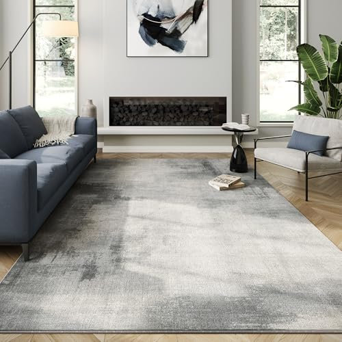 SONGMICS HOME Wohnzimmer Teppich, 200 x 300 cm, moderner Abstrakter Stil, Rutschfester Teppich, maschinenwaschbar, für Schlafzimmer, Badezimmer, Flur, Esszimmer, Taubengrau TAR076G01