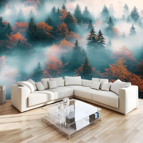 Oscuro Fotomural Fantasía Selva Fotografía Niebla Fotomural Pared, 250x175 cm Papel Pintado 3D, Fotomurales Decoración de Comedores Moderna Lana Sala Cuarto Salón