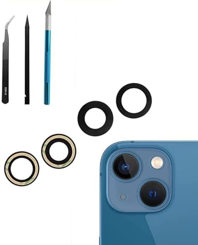 Dakexiong Lentille de Rechange pour Appareil Photo arrière pour iPhone 13/iPhone 13 Mini, Anti-Rayures et étanche, Coque arrière en Verre de Rechange avec et kit d'outils de réparation