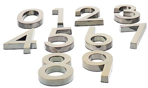WOONEKY 80 Mm X 56 Mm Selbstklebende Hausnummern 0–9 3d-aufkleber-set Tür-/briefkastennummer Straßenadresse Robust Und Einfach Anzubringen