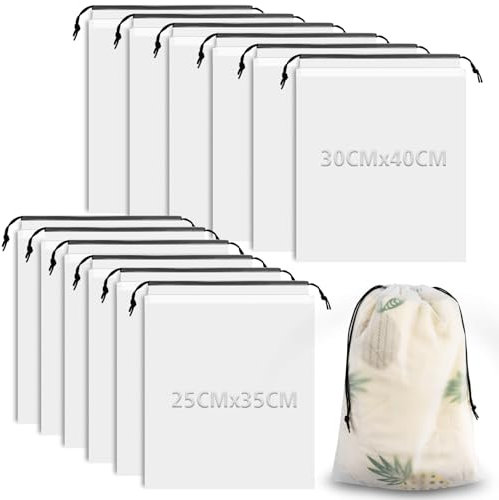 20 Stück Schuhbeutel Reise, Transparente Schuhbeutel mit Seil wasserdichte Kordeltasche, Travel Essentials 2 Größen Shoe Bag Männer und Frauen (2 Größen)