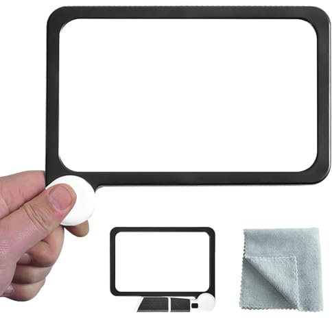 Lupe mit Licht, 5-Fache Leselupe für Senioren Groß mit 48 LED Licht und 3 Dimmmodi, Vergrößerungsglas für Senioren, Klappbar Handlupe mit Licht für Lesen Hobby Handwerk Uhrmacher Münzen Briefmarken