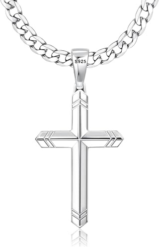 FIOROYAL 925 Sterling Silver Cross Necklace for Men Women S7