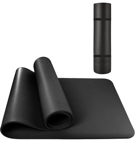 YC Kitchen Tapis de yoga, antidérapant et épais, bonne résilience, résistant à la déchirure, doux pour la peau et inoffensif, adapté au sport/méditation/Pilates/yoga, 185 x 61 x 0,8 cm (noir)