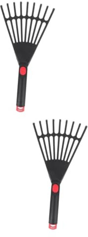 HOMSFOU 2pièces Râteau De Jardin Plastique avec Manche Outil Pratique pour Ramasser Entretenir Votre Jardin pour Petits Espaces Parterres De Fleurs