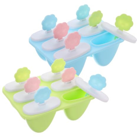 Cabilock 2piezas Molde Para Helado De Rejillas Molde Para Paletas Con Tapa Diseño De Girasol y Cara Sonriente Para Hacer Helados Casa o Tienda