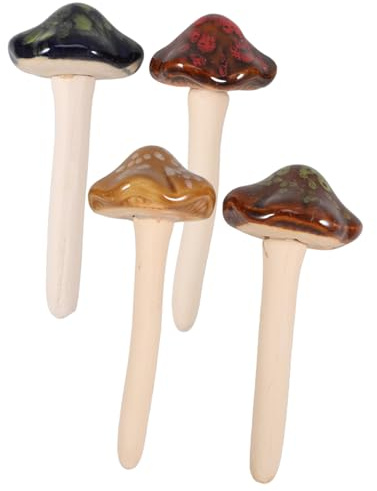 DECOMELODY 4stücke Teiliges Set Keramische Pilz-statuen Für Garten Farbige Deko Für Outdoor-nutzung Kindersichere Gartenaccessoires Zur Kreativen Gestaltung Von Blumentöpfen