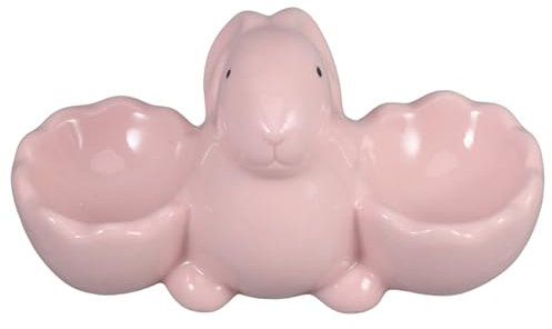 POPETPOP Coquetier Lapin Céramique Porte-œufs Double Design pour Pâques Coquetier Décoratif pour Table Déjeuner
