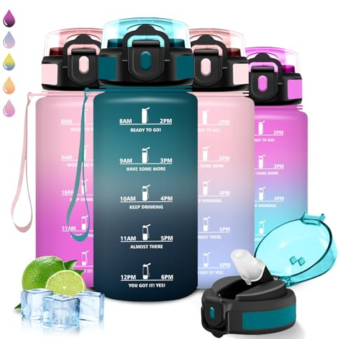 Trinkflasche- 0.5l- Trinkflasche Kinder, Wasserflasche mit Strohhalm, Leicht zu Reinigen, Wasserflasche Auslaufsicher, Kann mit dir Tragen, Flasche Motivation, Flasche für Schule, Camping, Reisen