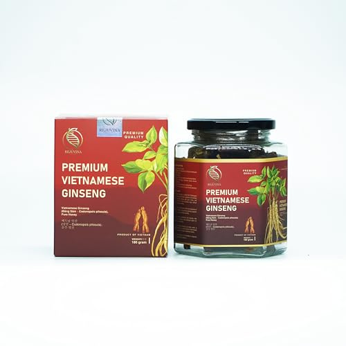 Rejuvina Premium Vietnamese Ginseng Slices with Honey – Natural Energy & Performance Support, Immune Health & Focus – Soft Chew, No Capsules, No Bitter Powder, No Additives, 180g Jar