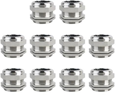 10Pcs Pressacavo M12, giunti impermeabili in acciaio inox, pressacavi regolabili IP68, connettori di presa del cavo con guarnizioni e controdado di 3-6.5mm di diametro