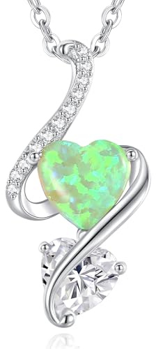 LOUISA SECRET Opal Halskette Unendlichkeits-Doppelherz Halskette 925 Silber | 925 Sterling Silber Kette Damen Brithday Schmuck Geschenk Valentinstag Weihnachtstag Geschenk für Sie Frauen Freundin mama