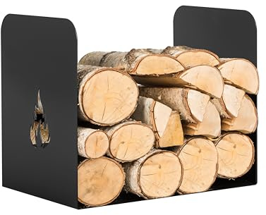 GARDIVO Kaminholzregal für innen und außen, WandMontage kaminholzregal, Wandregal, Brennholzregal Metall, Schwarz, pulverbeschichtet rostfrei modern