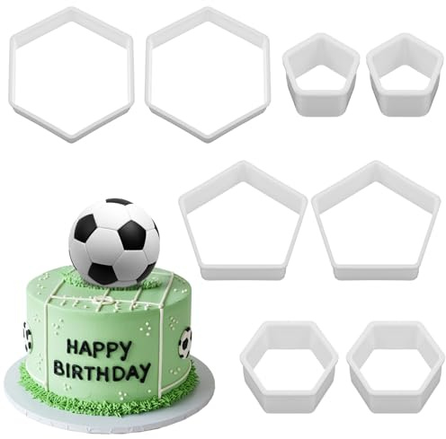BOHUIZ 8 Stück Ausstecher Fussball, 4 Größen Ausstechformen Fussball Fondant Ausstecher Keksausstecher für DIY Fussball Plätzchen Dessert Torten Dekorieren