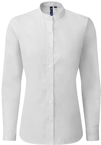 Premier - Women's banded collar 'grandad' shirt - White - XL