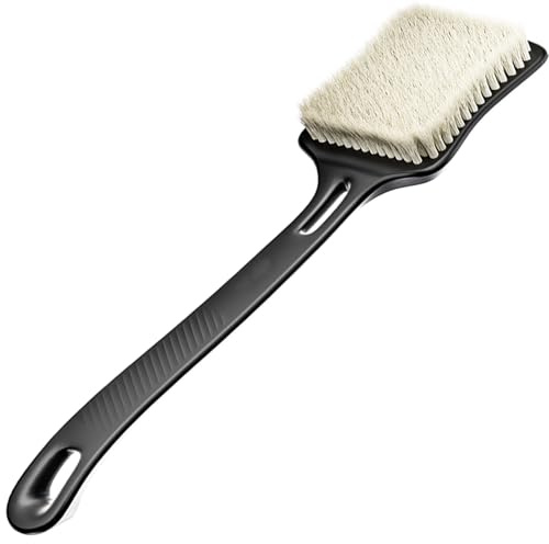 Shower Brush - Upgraded Large Brush Head 3 Wide and 4.33 Bath Brushes with Soft Curved Long Handle Body Back Scrubber Body Brush Suitable for Wet or Dry, Women and Men