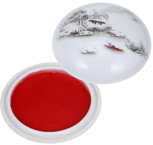 MAGICLULU Almohadilla de Tinta para Caligrafía y Pintura con Pasta de Tinta Roja Caja Cerámica Decorativa para y Manualidades Artísticas