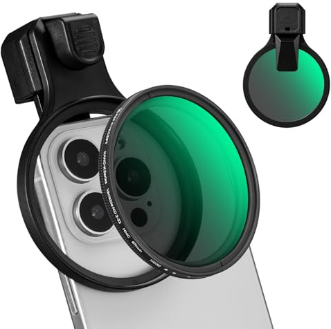 K&F CONCEPT 67mm Press-on ND2-32 Phone Lens Filter Kit, Multi-Coated Variable Neutral Density Light Reduction Filter Compatible with iPhone 17/16/15/14/13/12, 16/15/14/13/12 Pro & Pro Max, Samsung