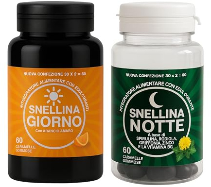Snellina Giorno e Notte – Integratore per il Controllo del Peso in Gummies – Supporto Metabolico e Drenaggio Liquidi – Con Griffonia, Rodiola, Zinco e Vitamina B6 – 120 Gommose