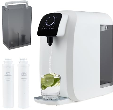 RELAX4LIFE Purificatore d'Acqua a Osmosi Inversa da Banco, Filtrazione a 5 Stadi con UV, Rapporto 4:1 Pura/Scarto, 4 Volumi Regolabili, Sistema Compatto e Portatile (Filtro d'Acqua)