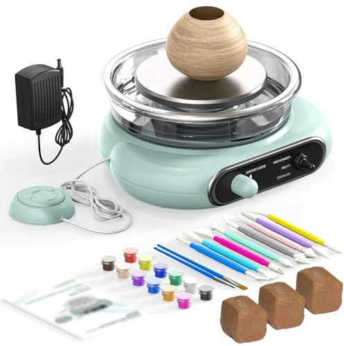 Electric Mini Pottery Wheel Kit, 12cm Turntable with Foot Pedal, Adjustable Speed, Includes 8 Ceramic Shaping Tools for Beginners and Artists - Gray