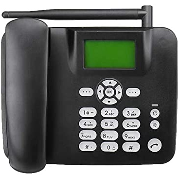 Fixed Wireless 4G Desktop Telephone GSM Cordless Phone with SIM Card Support Built-in Antenna Radio Alarm Clock SMS Function for Home Office Call Center Hotel Company
