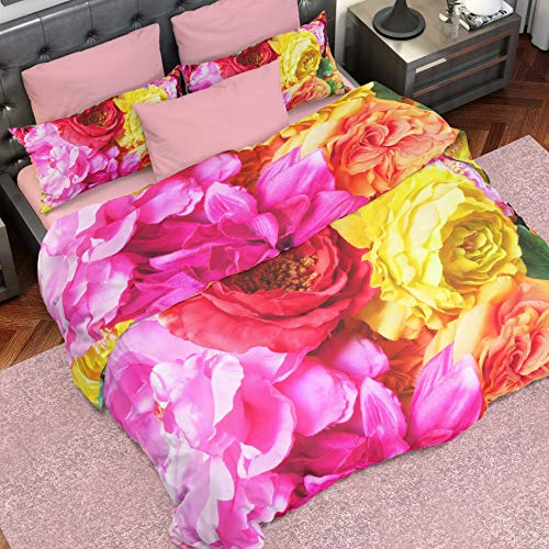PETTI Artigiani Italiani Påslakanset för super king size-säng, satin, 100% tillverkad i Italien, tropisk storlek L (250 x 200 cm)