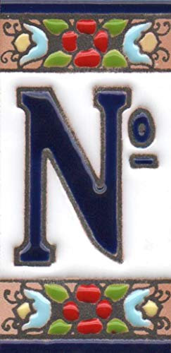 Números de casa, números de cerámica y letras azulejos, diseño de cerezo floral, tamaño de la baldosa: 7,5 cm x 3,5 cm, 3 a 10 marcos de azulejos (sin señal)