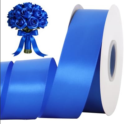 TONIFUL 1-1/2 Inch (40mm) x 100 Yards Royal Blue Wide Satin Ribbon Solid Fabric Ribbon for Gift Wrapping Chair Sash Valentine's Day Wedding Birthday Party Decoration Hair Floral Craft Sewing