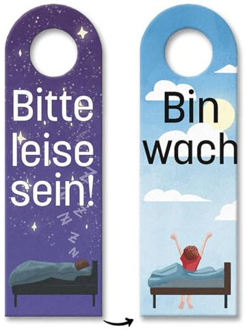Bitte leise sein oder Bin wach Türhänger 3er Set mit Bett unter freiem Himmel Türanhänger für erholsamen Schlaf um allen zu zeigen das man seine wohl verdiente Nachtruhe ohne