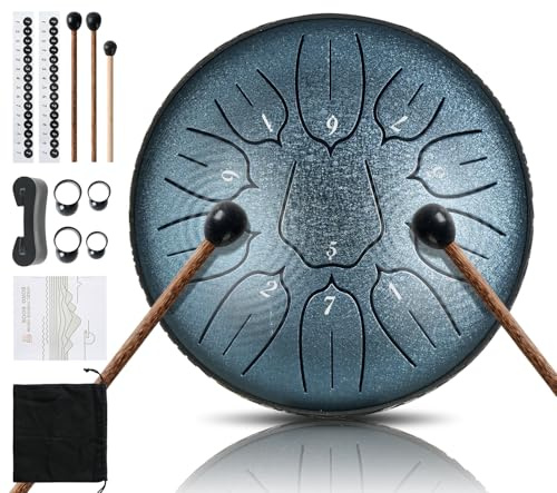 Harmuhos Zungentrommel aus legiertem Stahl, 11 Note, 6 Zoll, CKey Tank Drum Handpan Drum Panda Balmy Drum Percussion Instrument für Meditation Unterhaltung Musikalische Bildung Konzert Geist Heilung