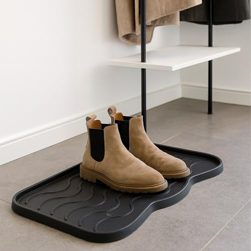 Robuste Schuhabtropfschale pflegeleichte Ablage - Schwarz 3er Set 38x75 cm | Wetterfeste Schuhablage einfach zu reinigen Ablage Fressnapfunterlage Tiere Napfunterlage neutral Schuhwanne Innen und Außen
