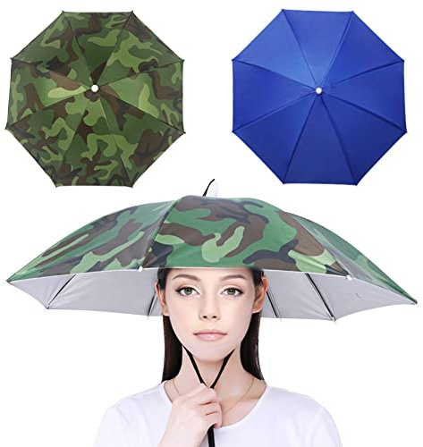 Yangshine 2 x Regenschirmhut mit Gummiband, Outdoor-Angelschirm, faltbar, Kopfbedeckung, Regenschirmhut