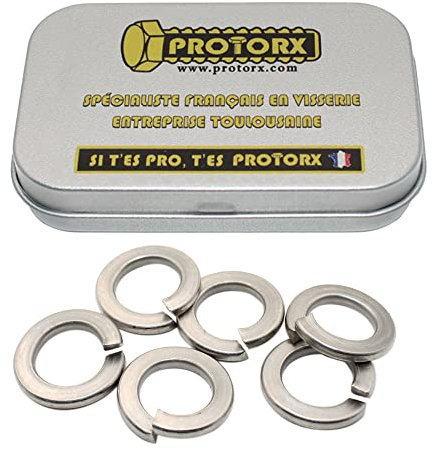 Rondelle de Blocage Grower M6 : Boite 30 Pcs Visserie Inox | Rondelle Autobloquante Fendue pour Vis Boulon Ecrou | Rondelles Ressort Acier A4 Anti-Rouille Extérieur | Boite Rangement Vis PROTORX