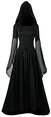 NFAOEGJ Costume medievale da donna, vittoriano, rinascimentale, vintage, con maniche a farfalla, abito gotico punk, per Halloween, cosplay, feste (M)