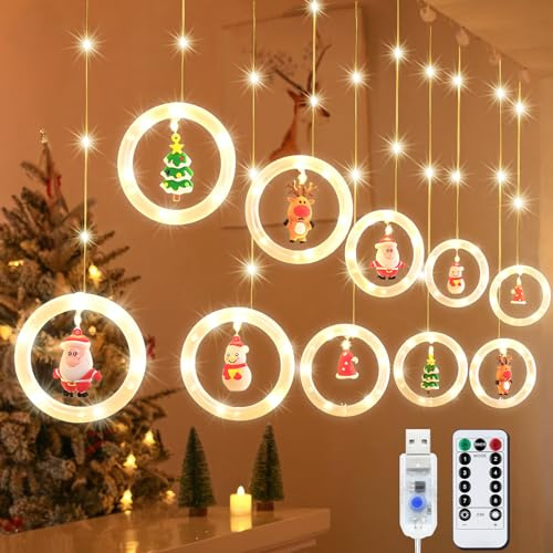 ZZQVIP LED Lichterkette, USB 8 Modi mit Fernbedienung, Timer und Haken, Lichtervorhang 3x0.5M, für Restaurant, Weihnachtsfeier, Bar, Geburtstagsfeier, Ladenauslage, Raumdekoration （Warmweiß）