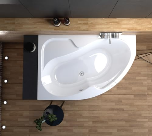 ECOLAM Eckbadewanne Qualitätswanne Acrylwanne WELA Sanitäracryl LINKS rutschfest pflegeleicht (160x100 Links Ohne)