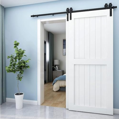 Sliding Barn Door Hardware Kit, 120-800cm Sliding Barn Door Hardware Track Kit, Closet Rail Sliding Kit For Double Door, Carbon Steel Flat Track System (Size : 800cm(26.2 ft) track kit)