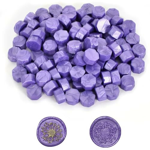 100pz Perline di Ceralacca, Perle di Sigillo di Cera Viola, Perline di Ceralacca Ottagonali, per Timbro Sigillo di Cera, Lettere, Buste, Biglietti per Inviti, Artigianato, Confezioni Regalo