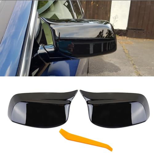 TTCR-II 2PCS Spiegelkappen Kompatibel mit BMW E60 E61 E63 E64 2003-2007 | Rückspiegel Abdeckung 5er E60 E61 Seitenspiegelgehäuse Links und Rechts 6er E63 E64 51167078359/51167078360(Glanz Schwarz)