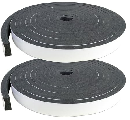 GTLAOGS Dichtband Selbstklebend 2 Rolls 25mm x 10mm x 5M Schaumstoffband Dick für Türen, Fenster, Bad/Dusche, Schützt gegen Zugluft, Kälte, Lärm, Staub und Kollision | Wasserdicht & Langzeithaftung
