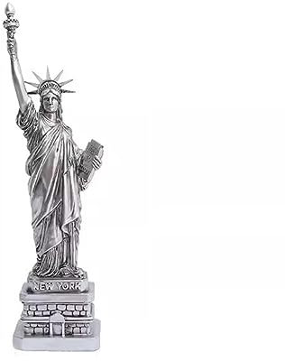 JJHN Lady Liberty Figur Skulptur Amerikanische Deko Home Wohnzimmer Esszimmer Desktop Statue Kunstwerk 38X9,5cm(Silver)