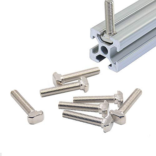 Cilky Tornillos metálicos 20 Piezas Tornillo en T M5/M6 Tornillo de Cabeza de Martillo en Forma de T Ajuste de Perfil de Aluminio(M5x12)