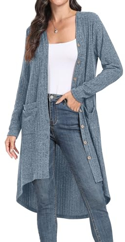GRECERELLE Lång lätt cardigan för kvinnor långärmad cardigan för kvinnor