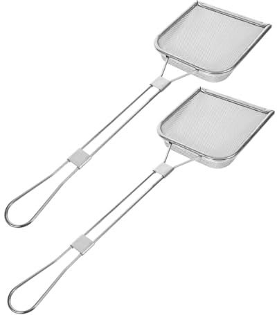 Cabilock 2piezas Pies De Acero Inoxidable Cuadrado De Pies De Acero Alambre De De Filtro De Residuos De Aceite Para Freidora Con Mango