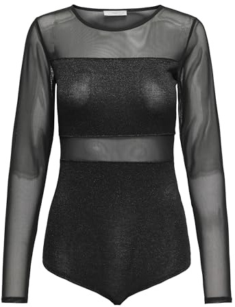 ONLY Onlesther Glitter L/S Body pour Femme Noir Taille M, Noir, M
